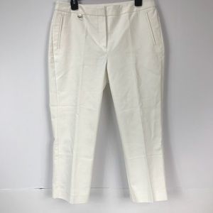 Adrianna Papell White Solid Crop Capri Trouser NEW